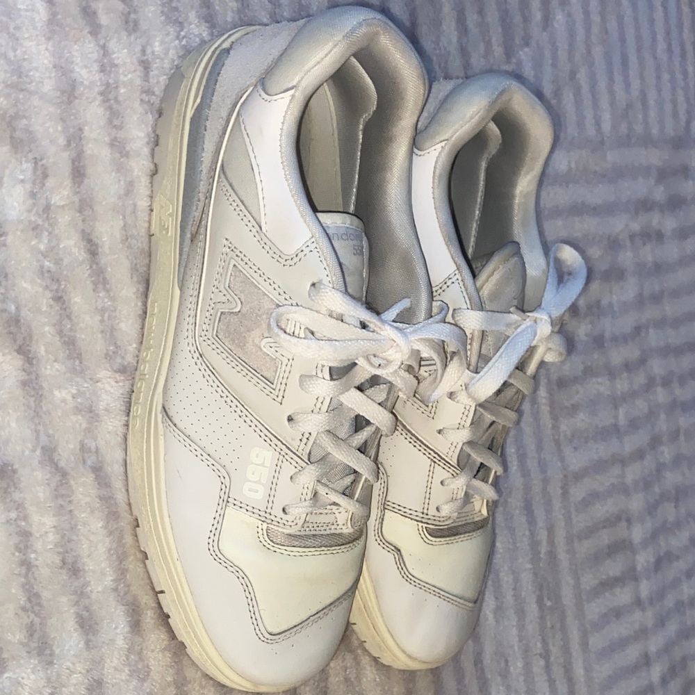 New Balance White Low-Top Leather Sneakers